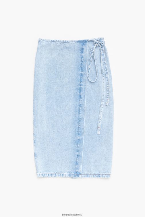 Bimba Y Lola Denim-Midi-Wickelrock Blau Kleidung T04ZZ465