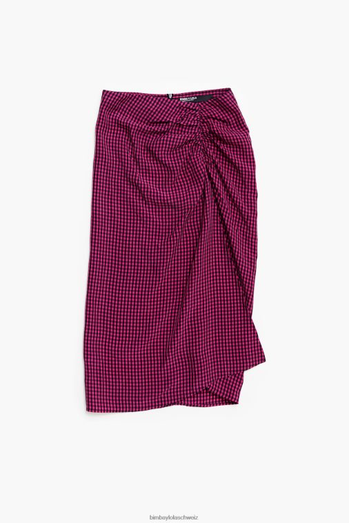 Bimba Y Lola Fließender Midirock mit Gingham-Karomuster Fuchsie Kleidung T04ZZ467