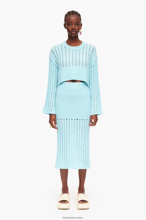 Bimba Y Lola Gerippter Midirock Blau Kleidung T04ZZ460