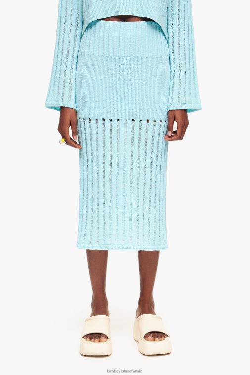 Bimba Y Lola Gerippter Midirock Blau Kleidung T04ZZ460