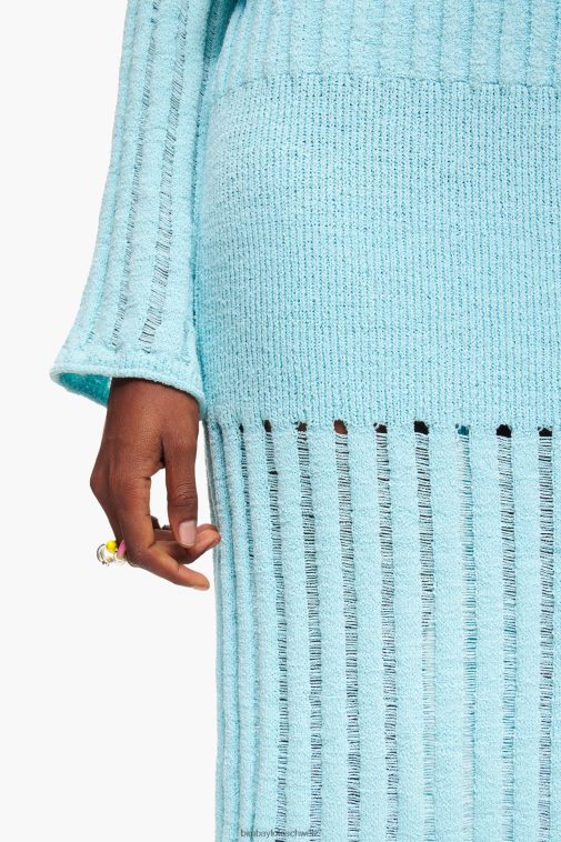 Bimba Y Lola Gerippter Midirock Blau Kleidung T04ZZ460