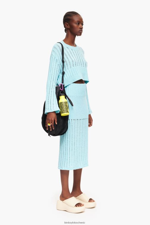 Bimba Y Lola Gerippter Midirock Blau Kleidung T04ZZ460