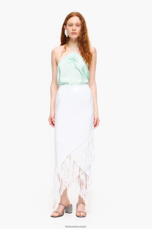 Bimba Y Lola Midirock mit Pailletten Weiss Kleidung T04ZZ462