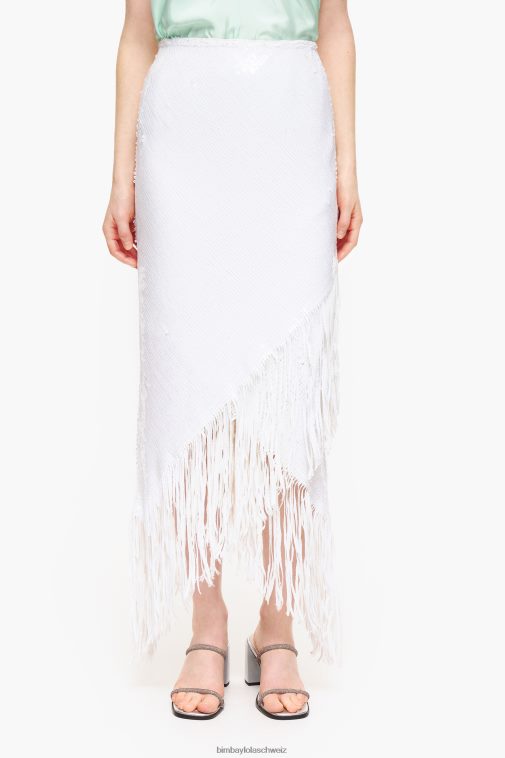 Bimba Y Lola Midirock mit Pailletten Weiss Kleidung T04ZZ462