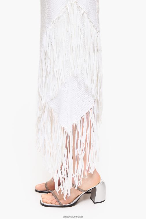 Bimba Y Lola Midirock mit Pailletten Weiss Kleidung T04ZZ462