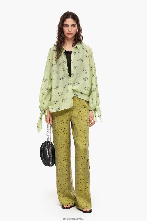 Bimba Y Lola Cupro-Hose mit Blumen-Volldruck khaki Kleidung T04ZZ437