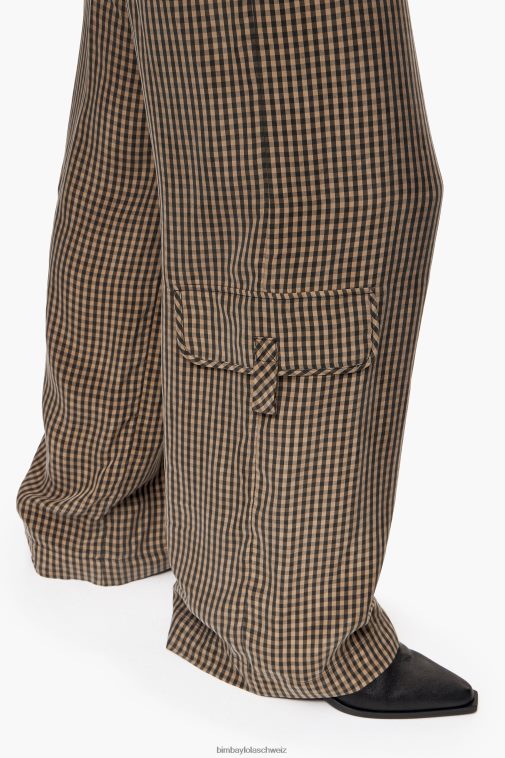 Bimba Y Lola Hose aus Cupro-Karomuster schwarz und braun Kleidung T04ZZ438