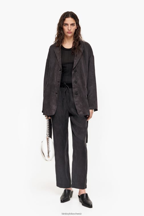 Bimba Y Lola Joggerhose aus Cupro Schwarz Kleidung T04ZZ413