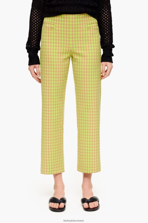 Bimba Y Lola Stretch-Hose mit Gingham-Karomuster Limette und Braun Kleidung T04ZZ436
