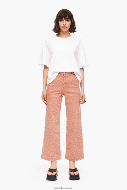 Bimba Y Lola Culotte – hoch sitzende Jeans mit Tigermuster Aprikose Kleidung T04ZZ440