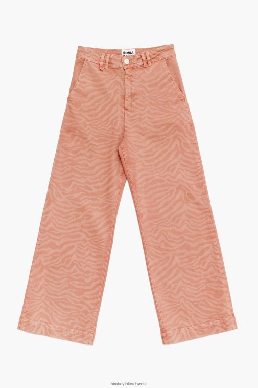 Bimba Y Lola Culotte – hoch sitzende Jeans mit Tigermuster Aprikose Kleidung T04ZZ522