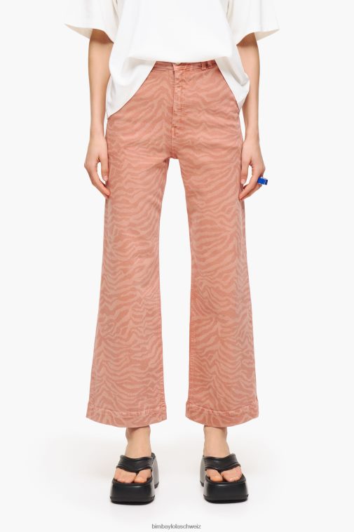 Bimba Y Lola Culotte – hoch sitzende Jeans mit Tigermuster Aprikose Kleidung T04ZZ522