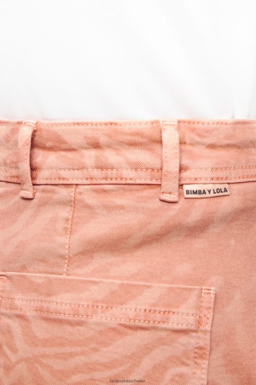 Bimba Y Lola Culotte – hoch sitzende Jeans mit Tigermuster Aprikose Kleidung T04ZZ522