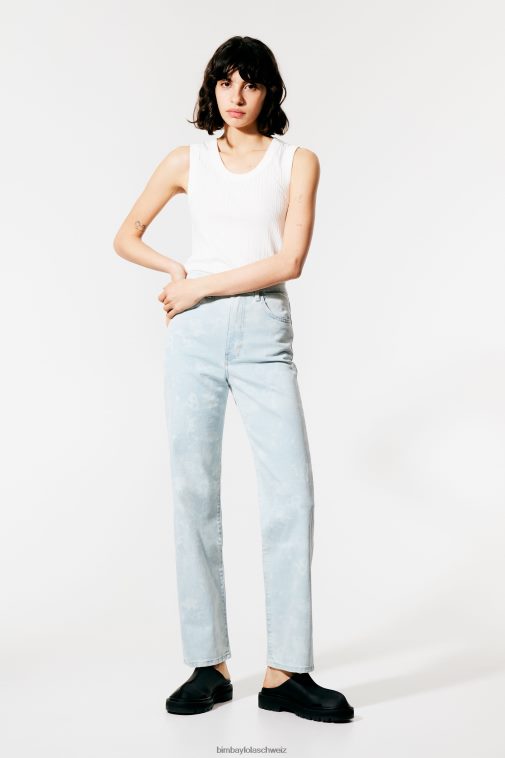 Bimba Y Lola Gerade geschnittene Jeans mit Camouflage-Panda-Print Blau Kleidung T04ZZ528