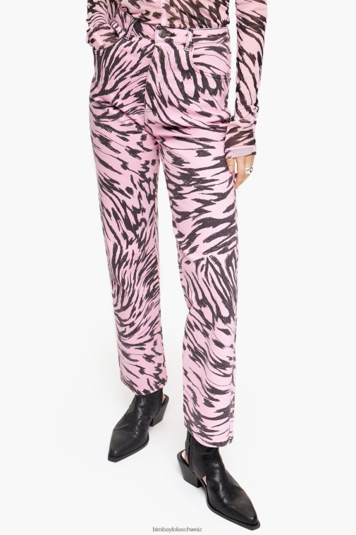 Bimba Y Lola Gerade geschnittene, gerade geschnittene Jeans mit Schmetterlingsflügel-Print Rosa Kleidung T04ZZ426