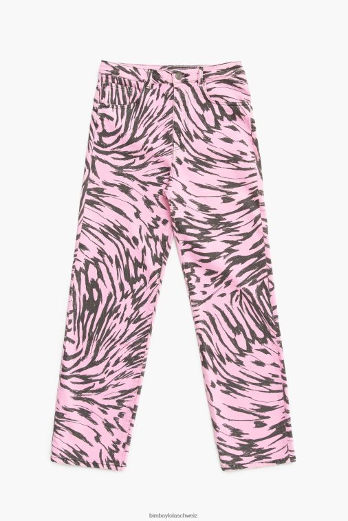 Bimba Y Lola Gerade geschnittene, gerade geschnittene Jeans mit Schmetterlingsflügel-Print Rosa Kleidung T04ZZ426