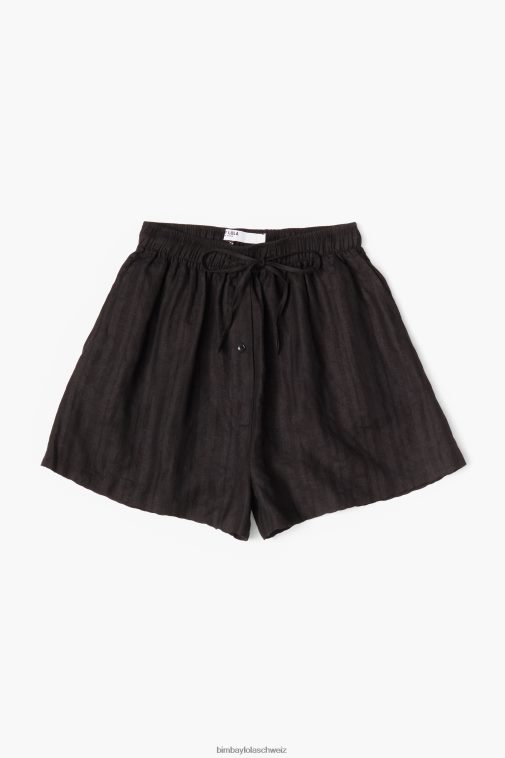 Bimba Y Lola Bermudashorts aus Leinen Schwarz Kleidung T04ZZ401