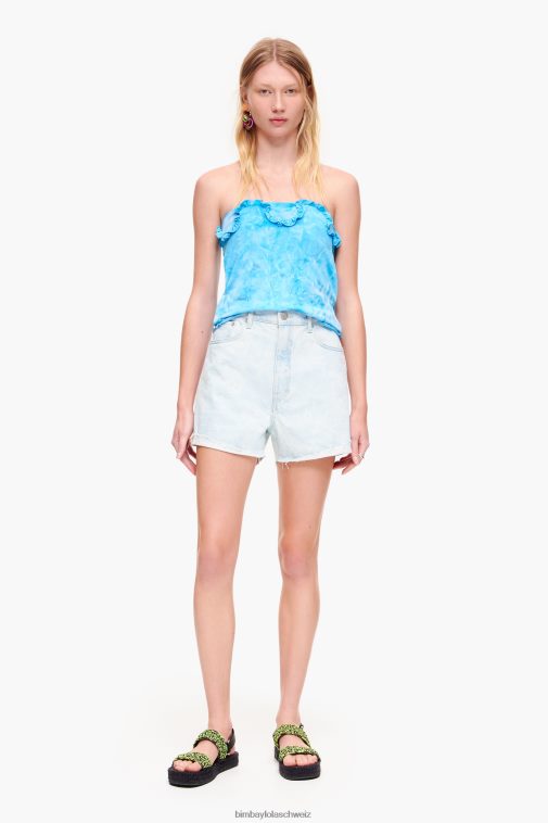 Bimba Y Lola Bermudashorts mit leichtem Camouflage-Panda-Print Blau Kleidung T04ZZ424