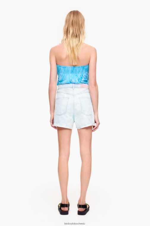 Bimba Y Lola Bermudashorts mit leichtem Camouflage-Panda-Print Blau Kleidung T04ZZ424