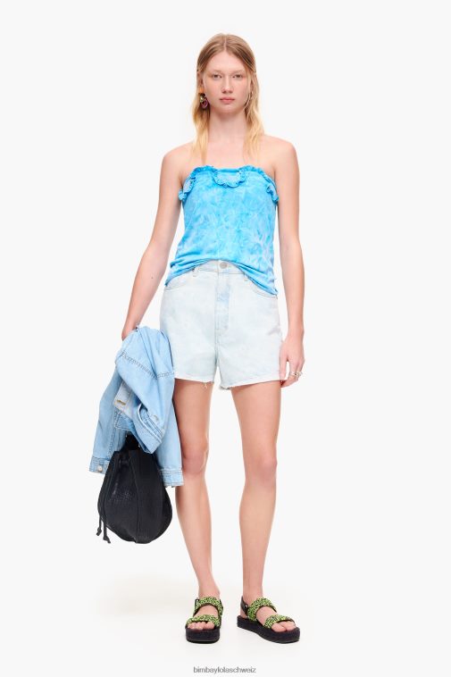 Bimba Y Lola Bermudashorts mit leichtem Camouflage-Panda-Print Blau Kleidung T04ZZ424