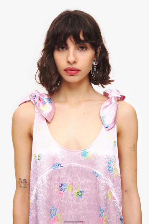 Bimba Y Lola A-Linien-Midikleid mit Sprayblumen-Print Rosa Kleidung T04ZZ214