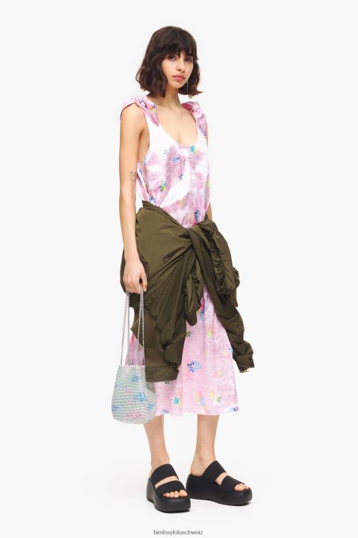 Bimba Y Lola A-Linien-Midikleid mit Sprayblumen-Print Rosa Kleidung T04ZZ214