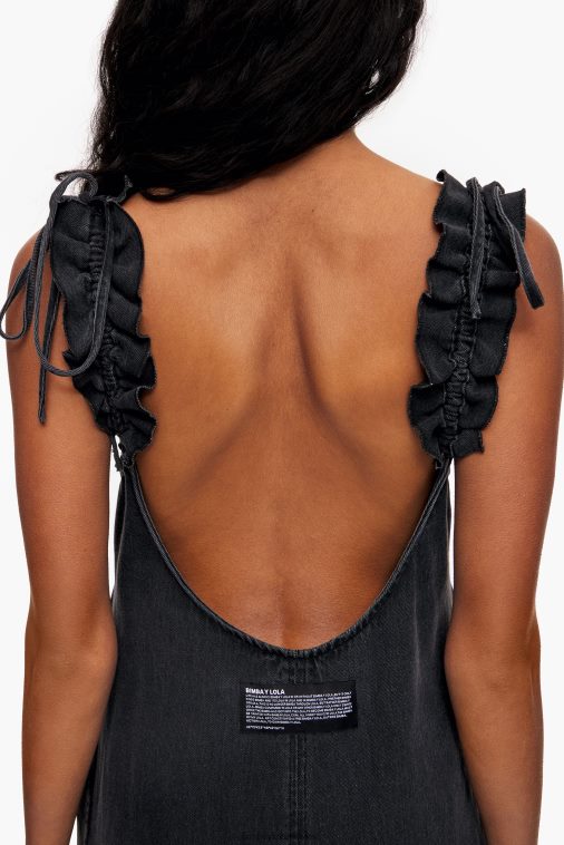 Bimba Y Lola Denim-A-Linien-Kleid Schwarz Kleidung T04ZZ228