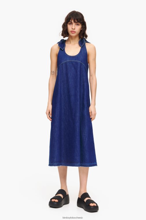 Bimba Y Lola Dunkles A-Linien-Jeanskleid Blau Kleidung T04ZZ202