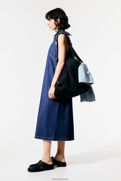 Bimba Y Lola Dunkles A-Linien-Jeanskleid Blau Kleidung T04ZZ511