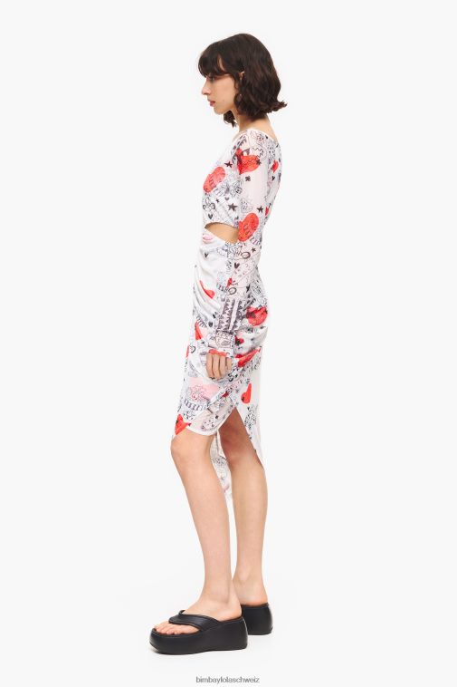 Bimba Y Lola Figurbetontes Midikleid mit Herz-Print Spitzname Kleidung T04ZZ224