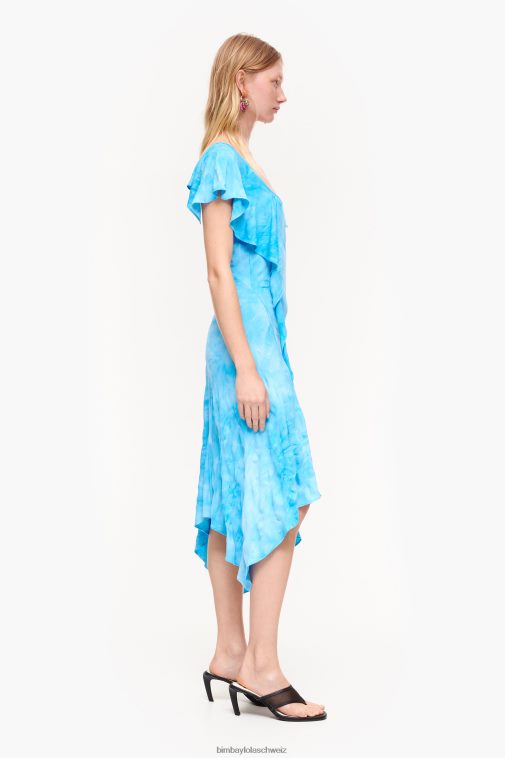 Bimba Y Lola Fließendes Midikleid Blau Kleidung T04ZZ191