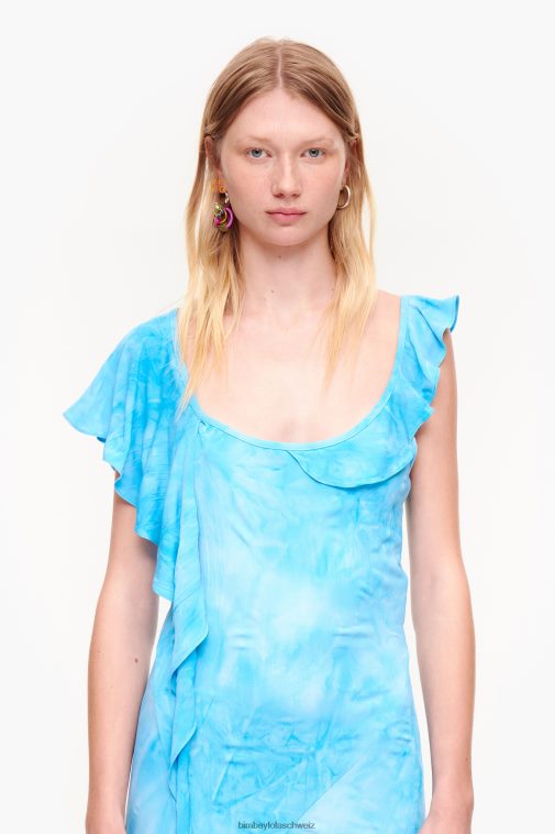 Bimba Y Lola Fließendes Midikleid Blau Kleidung T04ZZ191