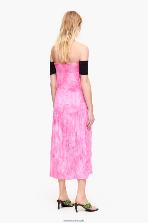 Bimba Y Lola Fließendes Midikleid Rosa Kleidung T04ZZ189