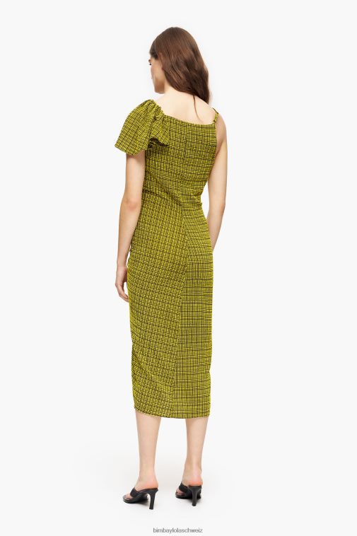 Bimba Y Lola Fließendes Midikleid im Karomuster Gelb Kleidung T04ZZ240