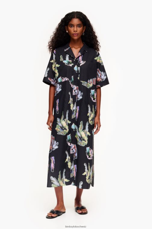 Bimba Y Lola Hemdblusenkleid mit Korallenmuster grau Kleidung T04ZZ182