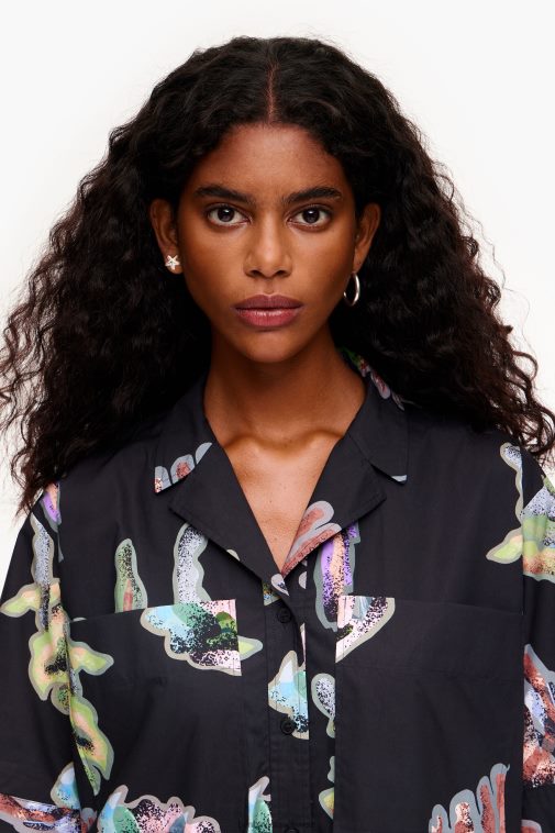 Bimba Y Lola Hemdblusenkleid mit Korallenmuster grau Kleidung T04ZZ182