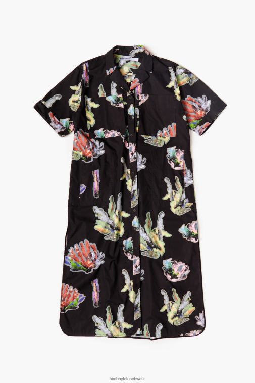 Bimba Y Lola Hemdblusenkleid mit Korallenmuster grau Kleidung T04ZZ182