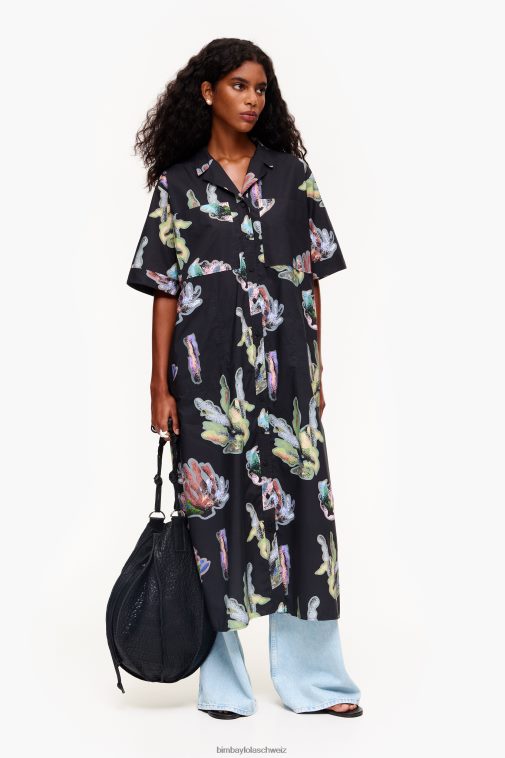 Bimba Y Lola Hemdblusenkleid mit Korallenmuster grau Kleidung T04ZZ182