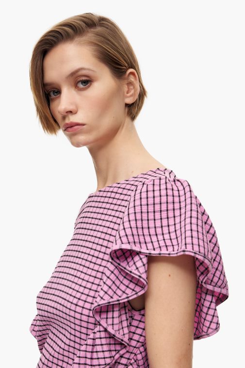 Bimba Y Lola Kariertes, tailliertes Minikleid Rosa Kleidung T04ZZ238