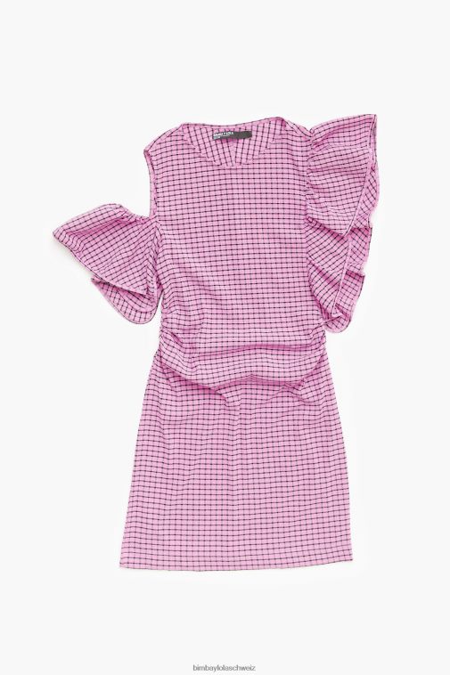 Bimba Y Lola Kariertes, tailliertes Minikleid Rosa Kleidung T04ZZ238