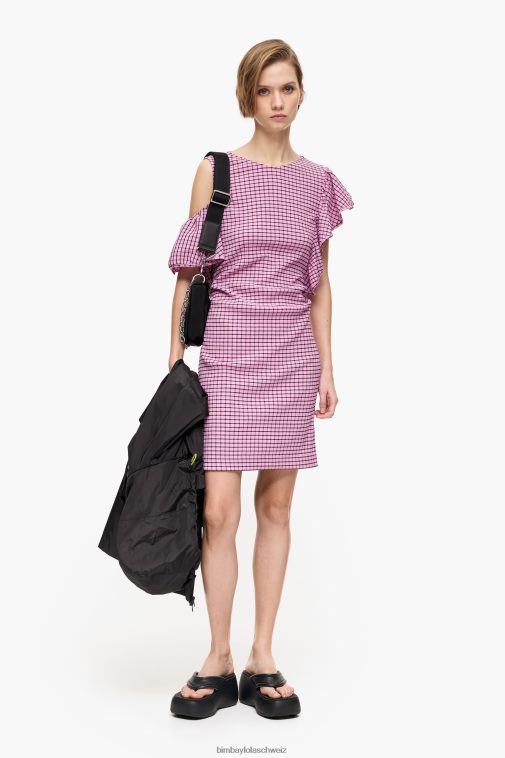 Bimba Y Lola Kariertes, tailliertes Minikleid Rosa Kleidung T04ZZ238