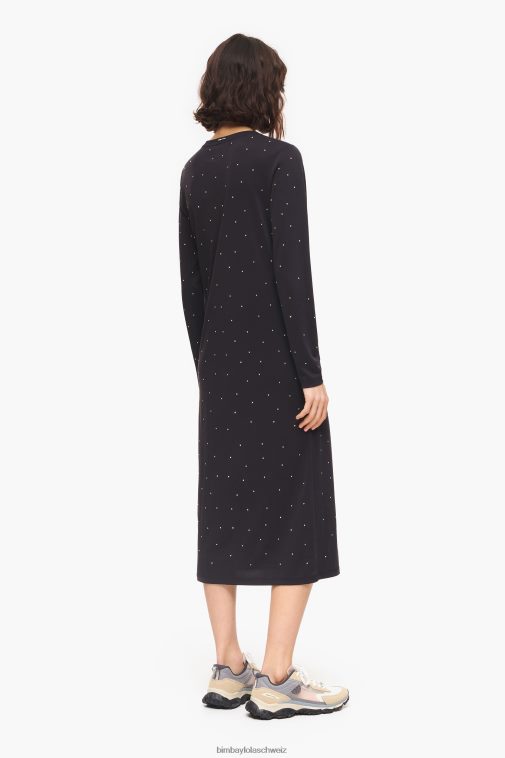 Bimba Y Lola Kleid Anthrazit Glitzer fließend Kleidung T04ZZ216