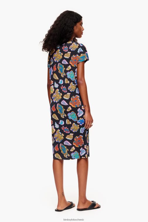 Bimba Y Lola Kurzes Fisch-Meerkleid Schwarz Kleidung T04ZZ173