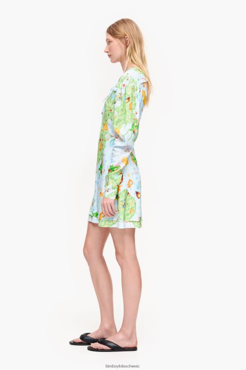 Bimba Y Lola Kurzes Jacquard-Kleid mit Vigo-Game-Print Fluid Kleidung T04ZZ198