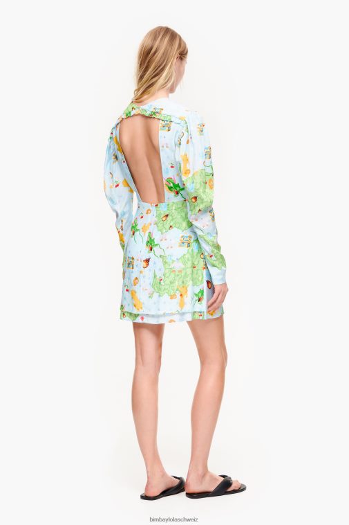 Bimba Y Lola Kurzes Jacquard-Kleid mit Vigo-Game-Print Fluid Kleidung T04ZZ198