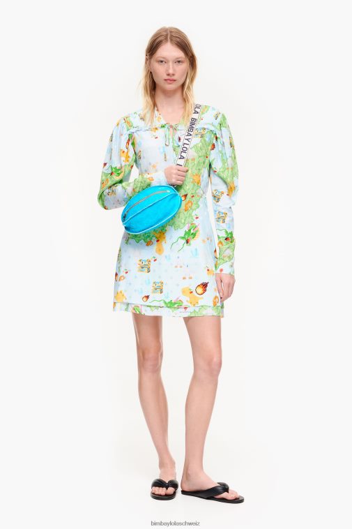 Bimba Y Lola Kurzes Jacquard-Kleid mit Vigo-Game-Print Fluid Kleidung T04ZZ198