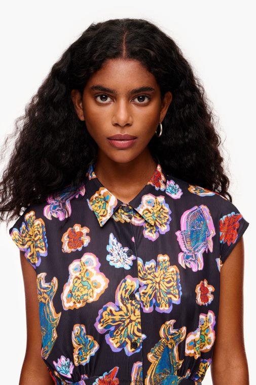 Bimba Y Lola Langes Fisch-Meerkleid Schwarz Kleidung T04ZZ176