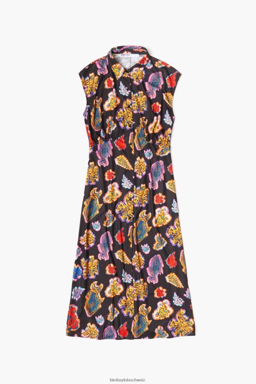 Bimba Y Lola Langes Fisch-Meerkleid Schwarz Kleidung T04ZZ176