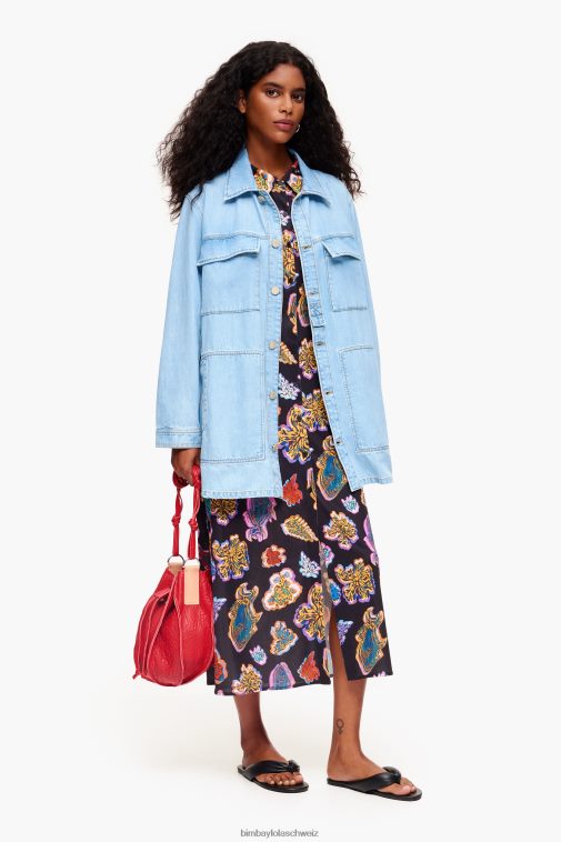 Bimba Y Lola Langes Fisch-Meerkleid Schwarz Kleidung T04ZZ176