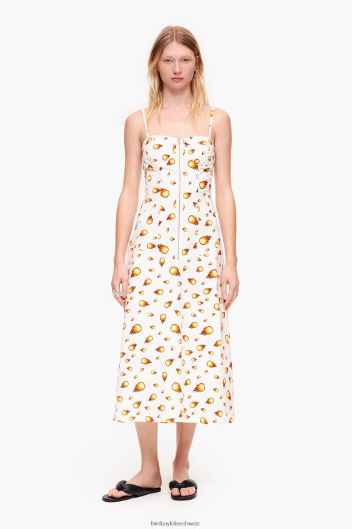 Bimba Y Lola Maxikleid mit Feuermuster Weiss Kleidung T04ZZ197